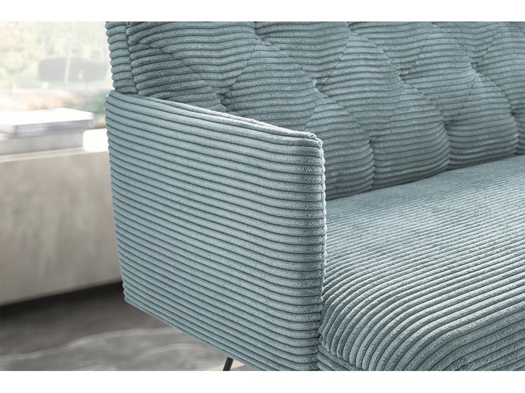 Bench - Blue Polyester Fabric, W 81.1 x D 27.2 x H 33.5 in