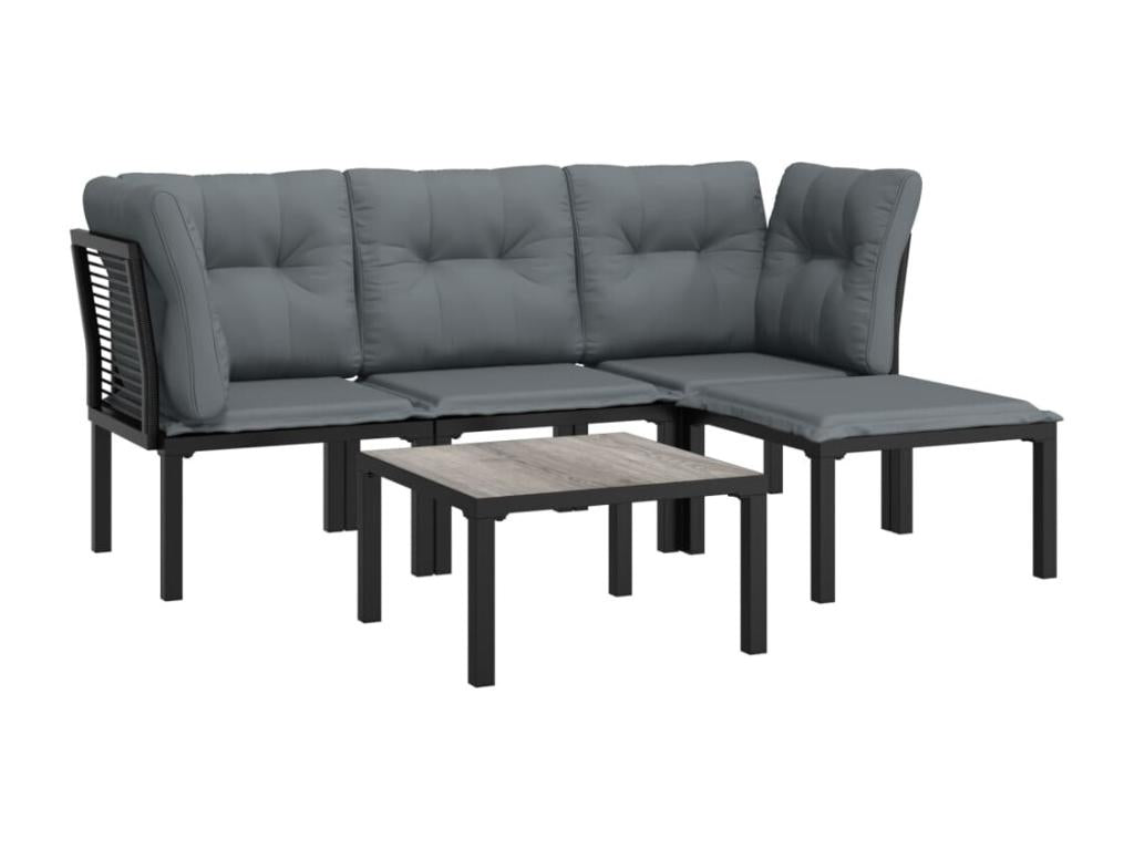 5-Piece Outdoor Patio Set - Black Resin, W 24.4 x D 24.4 x H 26.8 in