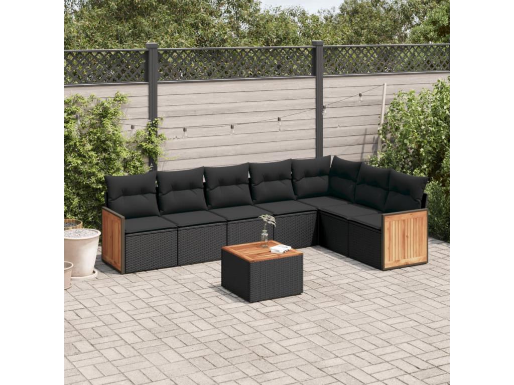 8-Piece Outdoor Patio Set with Cushions - Beige Resin, W 33.5 x D 24.4 x H 27.2 in