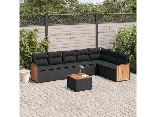 8-Piece Outdoor Patio Set with Cushions - Beige Resin, W 33.5 x D 24.4 x H 27.2 in