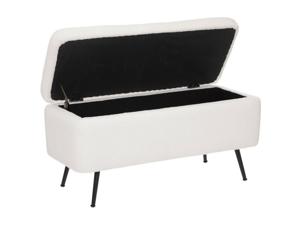 Bench - White Polyester Fabric, W 39.4 x D 15.9 x H 19.1 in