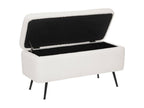 Bench - White Polyester Fabric, W 39.4 x D 15.9 x H 19.1 in