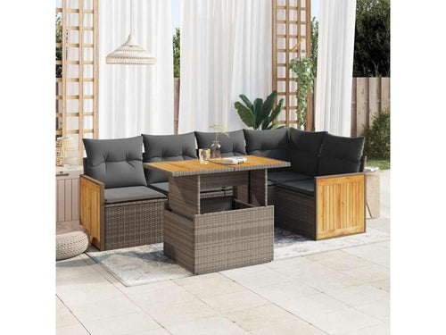 6-Piece Outdoor Patio Set with Cushions - Gray Resin, W 24.4 x D 27.2 x H 24.4 in