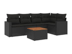 6-Piece Outdoor Patio Set with Cushions - Black Resin, W 21.7 x D 21.7 x H 14.6 in