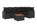 6-Piece Outdoor Patio Set with Cushions - Black Resin, W 21.7 x D 21.7 x H 14.6 in