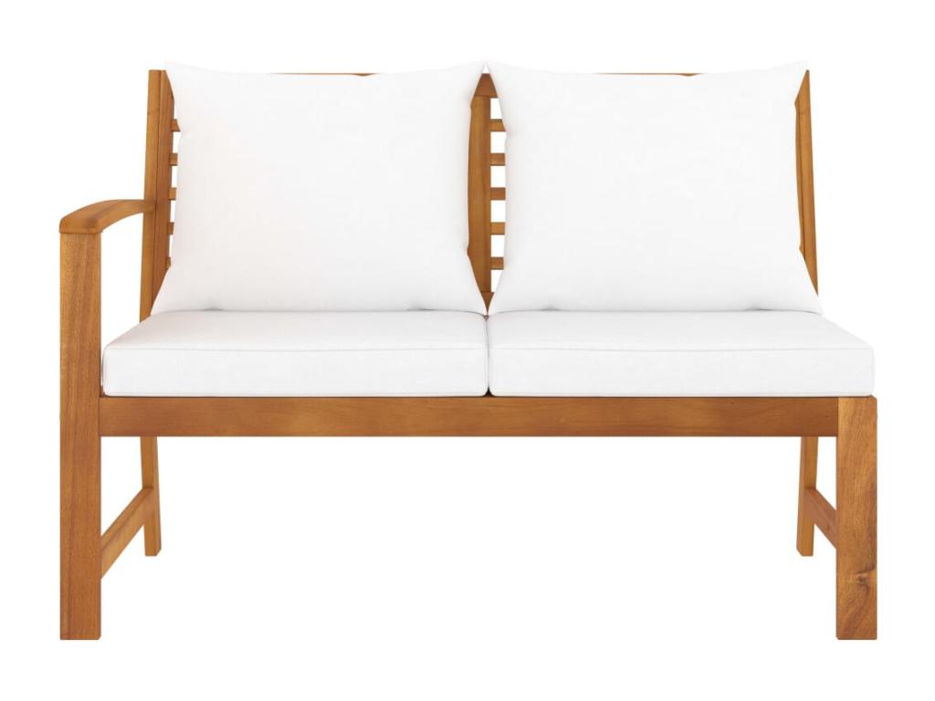 Bench - White Wood, W 26.8 x D 26.8 x H 2.4 in