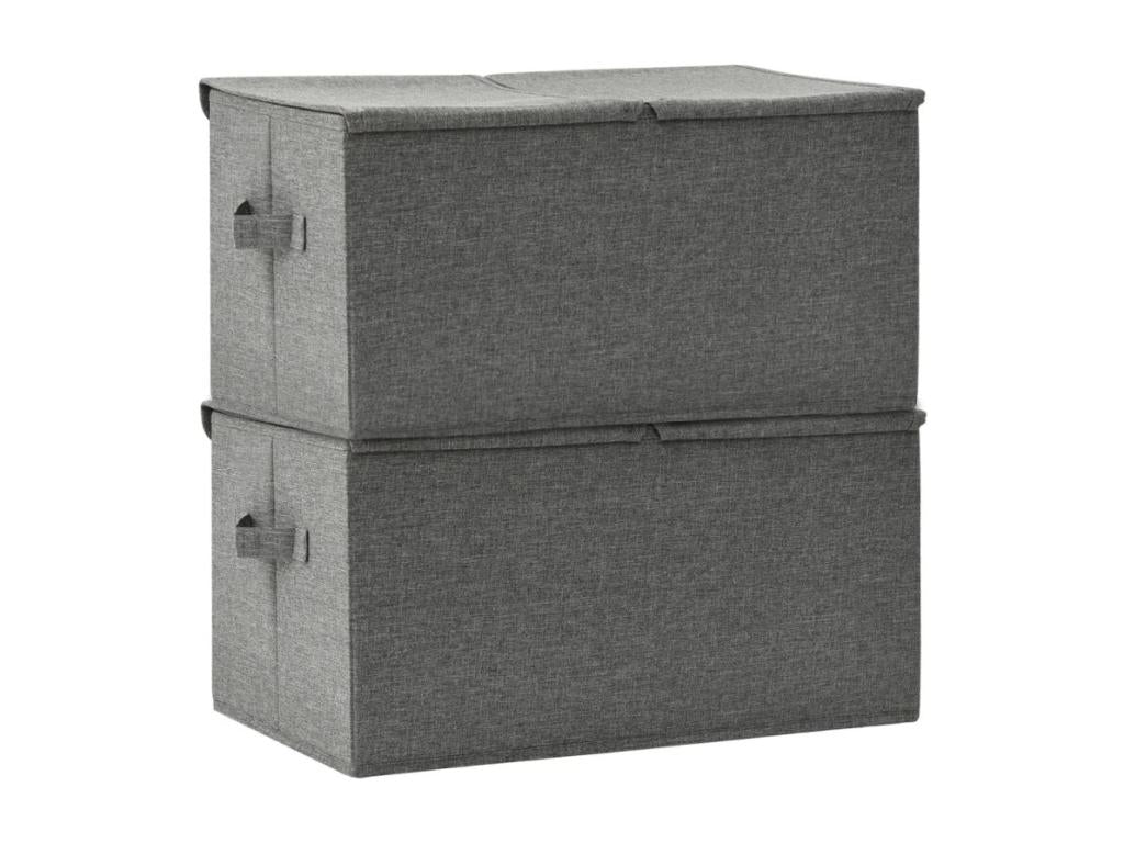Set of 2 Home Items - Gray Polyester Fabric, W 19.7 x D 11.8 x H 9.8 in