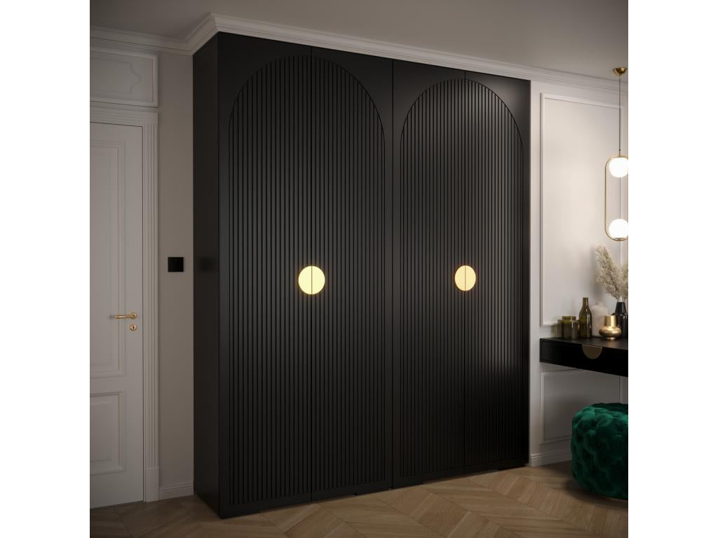 Wardrobe - Black Engineered Wood, W 78.7 x D 18.5 x H 93.2 in