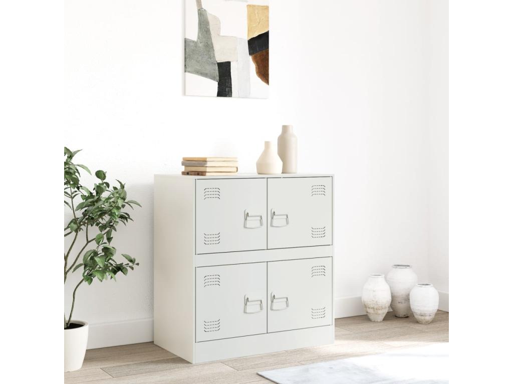 Sideboard - White Steel, W 26.4 x D 15.4 x H 28.7 in