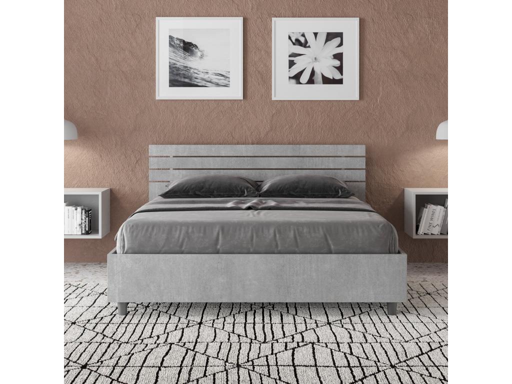 Bed - Gray Engineered Wood, W 57.9 x D 82.3 x H 35.8 in