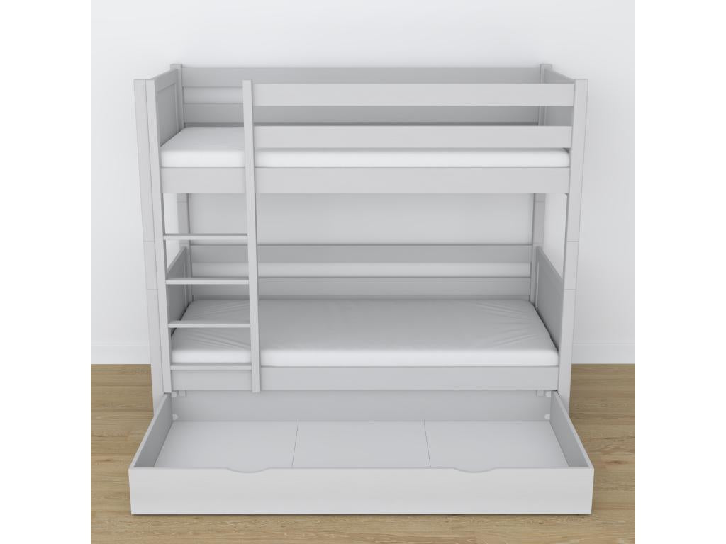 Bed - Gray Pine Wood, W 78 x D 42.5 x H 69.3 in