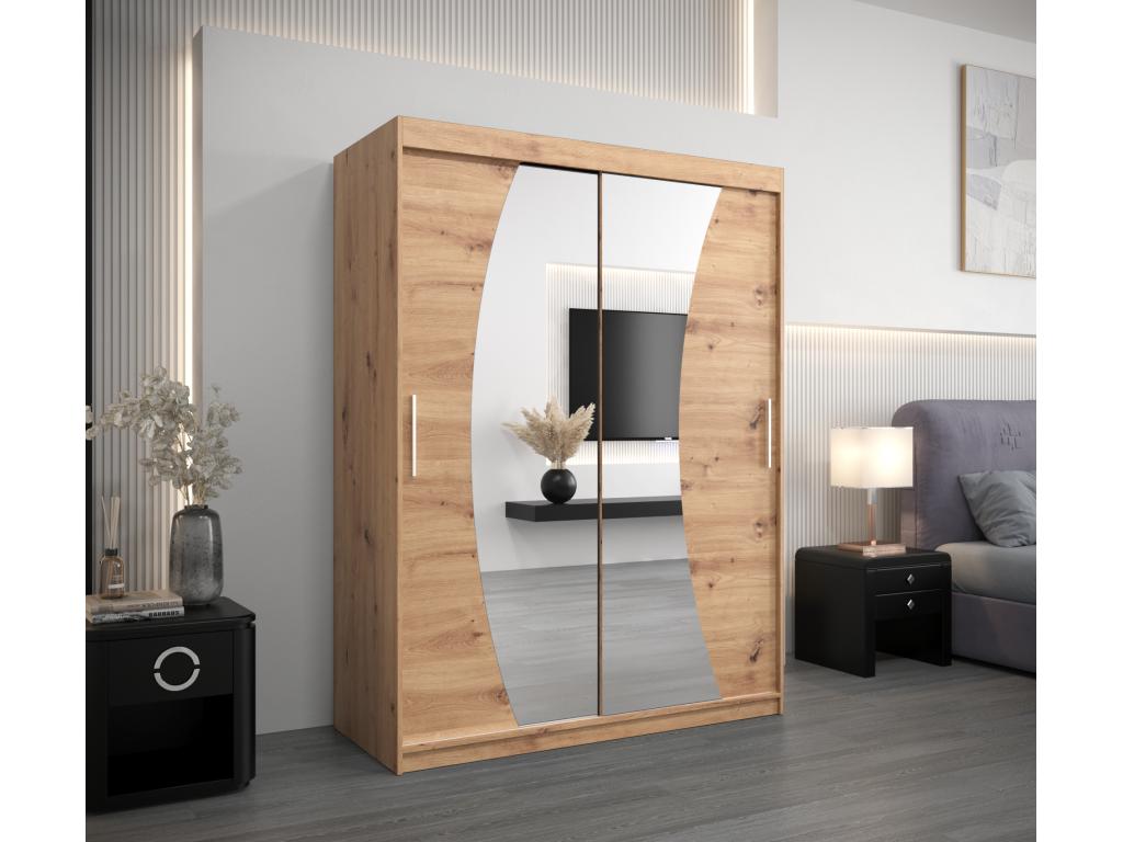 Sliding Door Wardrobe - Brown Engineered Wood, W 59.1 x D 24.4 x H 78.7 in