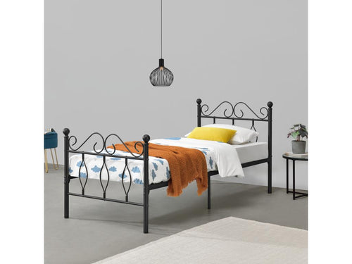 Bed - Black Metal, W 82.1 x D 37.2 x H 37.6 in
