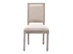 Set of 6 Chairs - Beige Polyester Fabric, Solid Wood, W 19.7 x D 17.3 x H 17.3 in