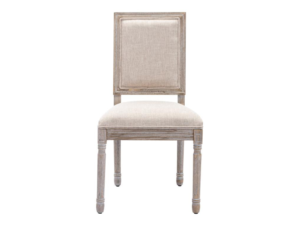 Set of 6 Chairs - Beige Polyester Fabric, Solid Wood, W 19.7 x D 17.3 x H 17.3 in