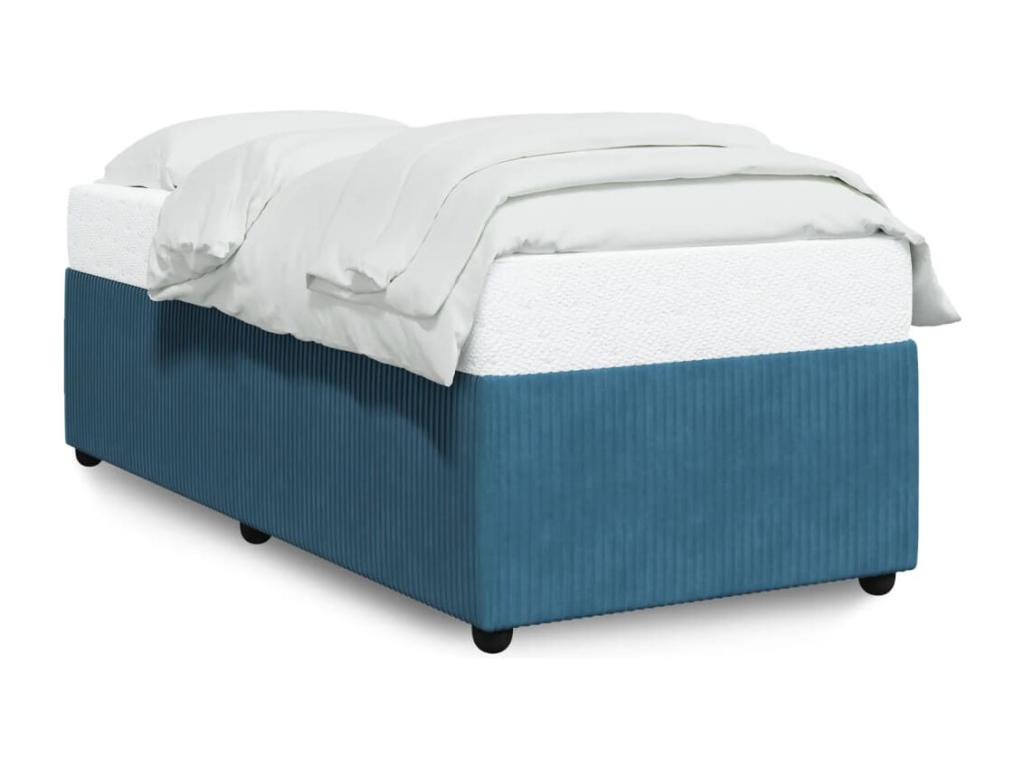Bed Frame with Mattress - Blue Soie, W 78.7 x D 35.4 x H 18.1 in