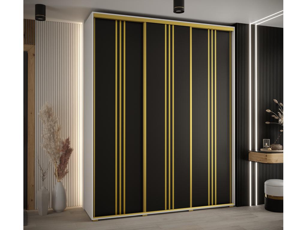 Sliding Door Wardrobe - Black Engineered Wood, W 78.7 x D 17.7 x H 92.5 in