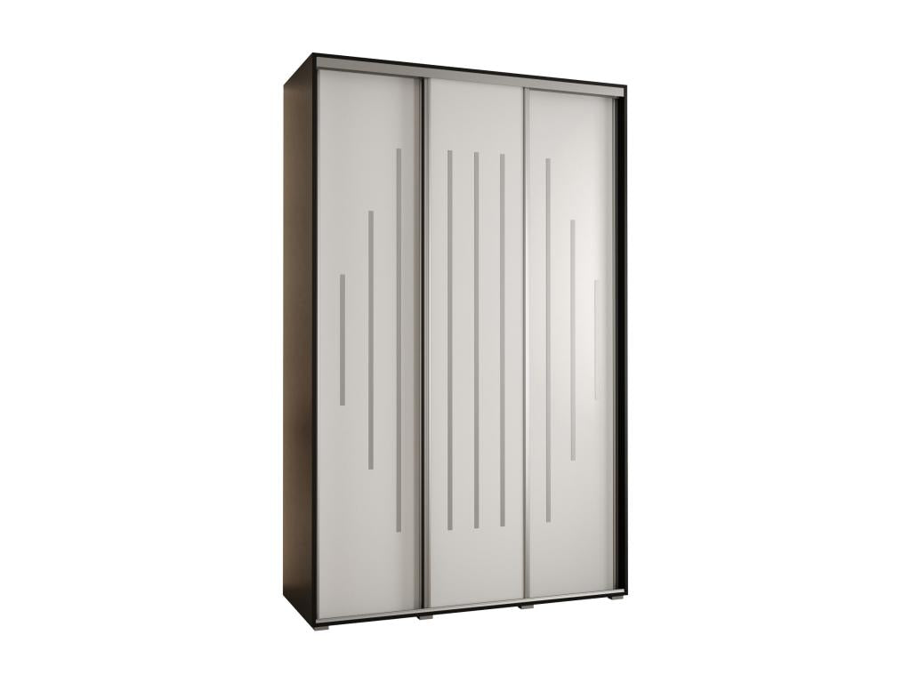 Sliding Door Wardrobe - Black Engineered Wood, W 59.1 x D 17.7 x H 92.5 in