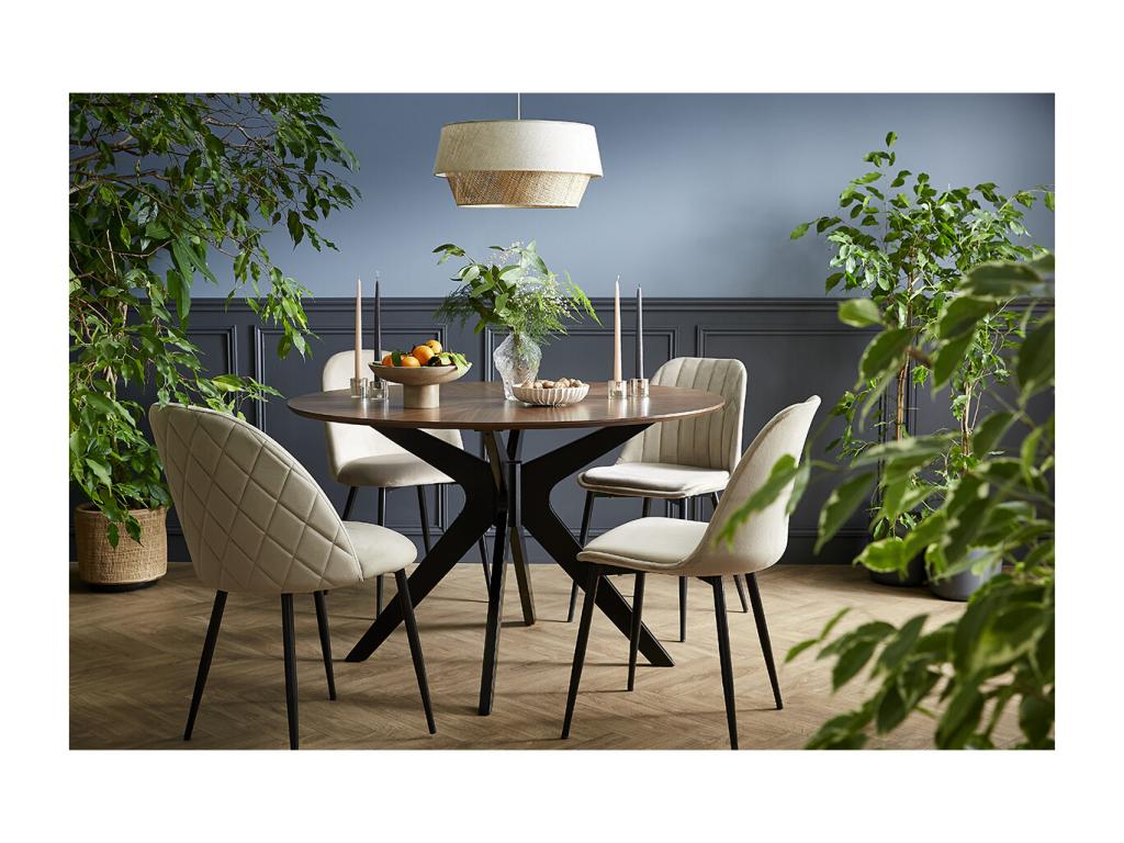 Set of 2 Chairs - Brown Fabric, W 20.1 x D 22.8 x H 32.3 in