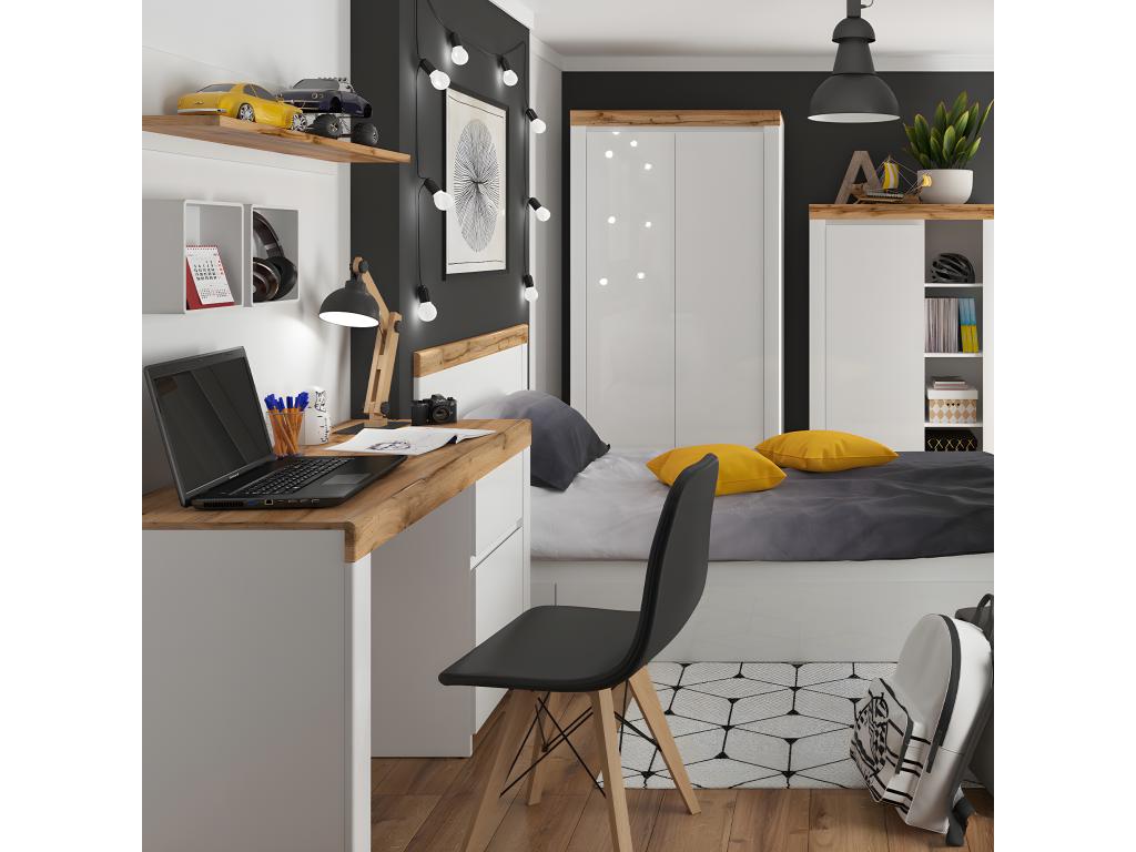 Desk - White Engineered Wood, W 51.2 x D 22 x H 32.3 in