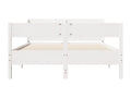 Bed Frame with Mattress - White Wood, W 81.9 x D 59.1 x H 32.3 in