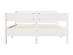 Bed Frame with Mattress - White Wood, W 81.9 x D 59.1 x H 32.3 in