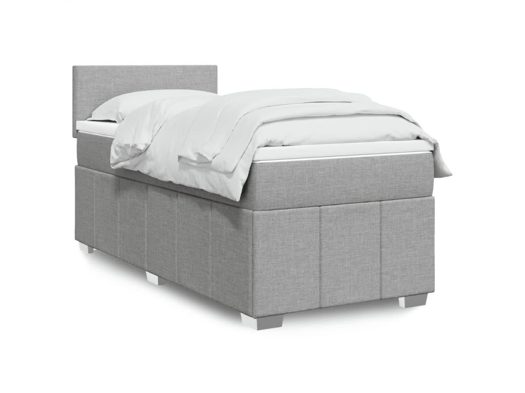 Bed Frame with Mattress - Gray Engineered Wood, W 78.7 x D 35.4 x H 39.6 in