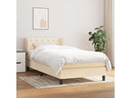 Bed Frame with Mattress - Creme Polyester Fabric, W 79.9 x D 32.7 x H 34.6 in