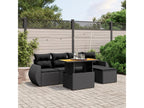6-Piece Outdoor Patio Set with Cushions - Black Resin, W 21.7 x D 24.4 x H 27.2 in
