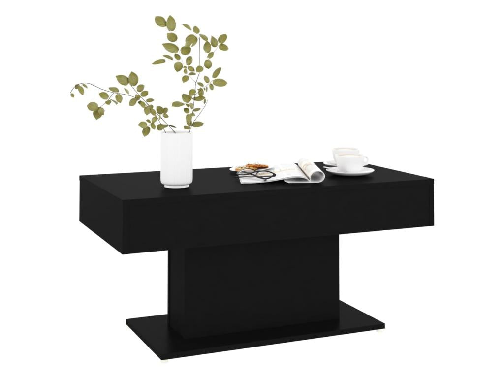 Coffee Table - Black Engineered Wood, W 37.8 x D 19.7 x H 17.7 in