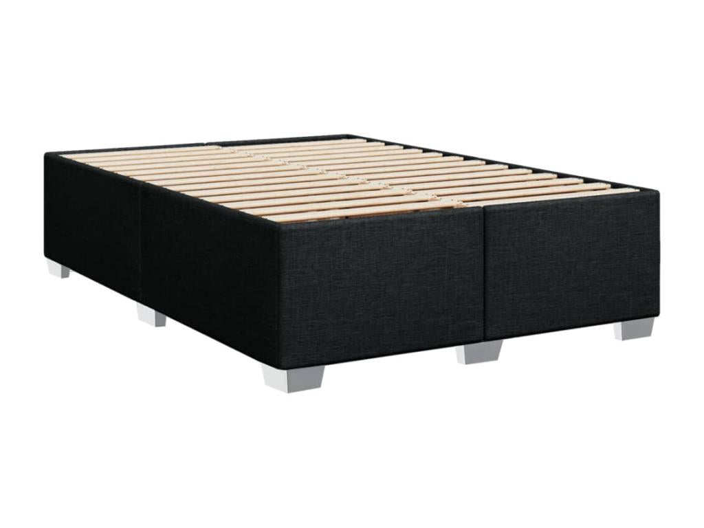 Bed Frame with Mattress - Black Polyester Fabric, W 78.7 x D 56.7 x H 39.6 in