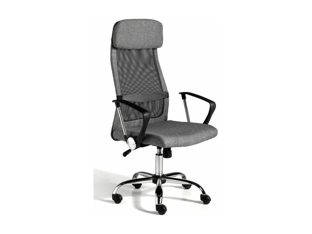 Desk - Gray Faux Leather, W 24.8 x D 23.6 x H 46.5 in