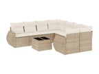 9-Piece Outdoor Patio Set with Cushions - Beige Resin, W 33.5 x D 24.4 x H 27.2 in