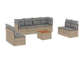 9-Piece Outdoor Patio Set with Cushions - Beige Resin, W 24.4 x D 24.4 x H 27.2 in