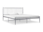 Bed Frame with Mattress - Gray Metal, W 81.9 x D 57.5 x H 38.4 in