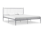 Bed Frame with Mattress - Gray Metal, W 81.9 x D 57.5 x H 38.4 in