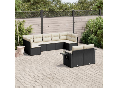 9-Piece Outdoor Patio Set with Cushions - Black Resin, W 21.7 x D 21.7 x H 14.6 in