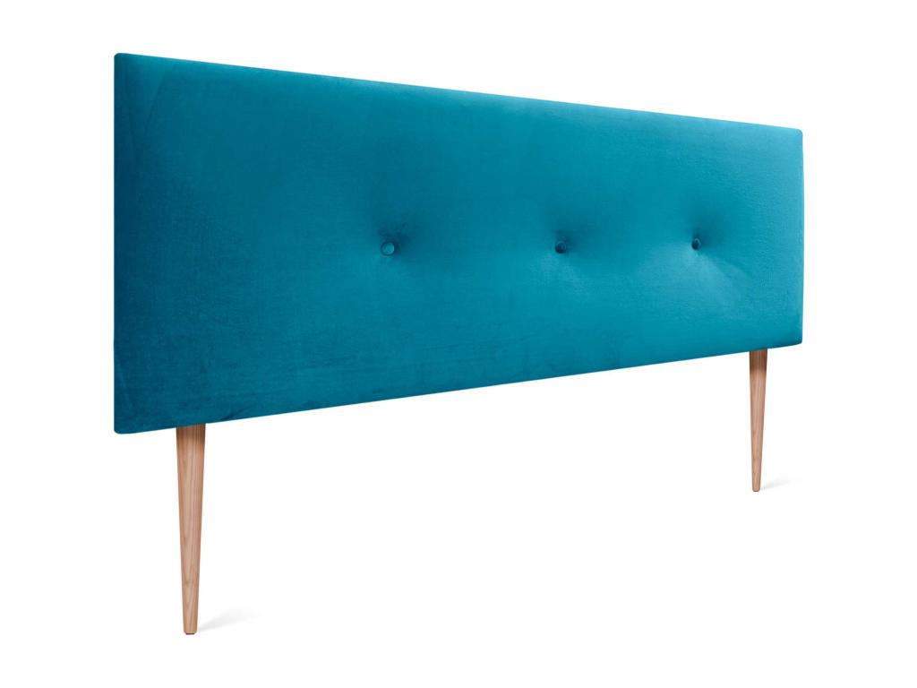 Bed - Blue Velvet, W 59.1 x D 3.1 x H 45.3 in