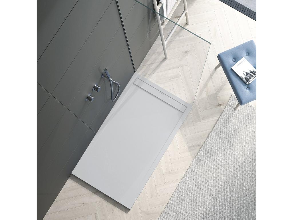 Shower Tray - Light Gray Resin, W 55.1 x D 27.6 x H 1.2 in
