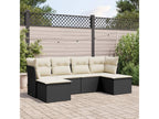 6-Piece Outdoor Patio Set with Cushions - Black Resin, W 56.1 x D 39.4 x H 35.4 in