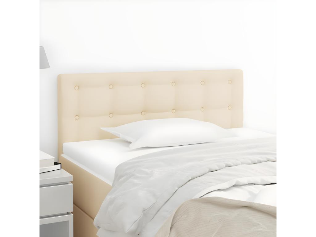 Bed - Creme Polyester Fabric, W 31.5 x D 2 x H 34.6 in