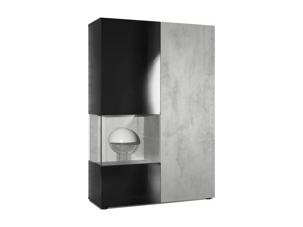 Display Cabinet with LED - Black Engineered Wood, W 36 x D 14.6 x H 53.7 in