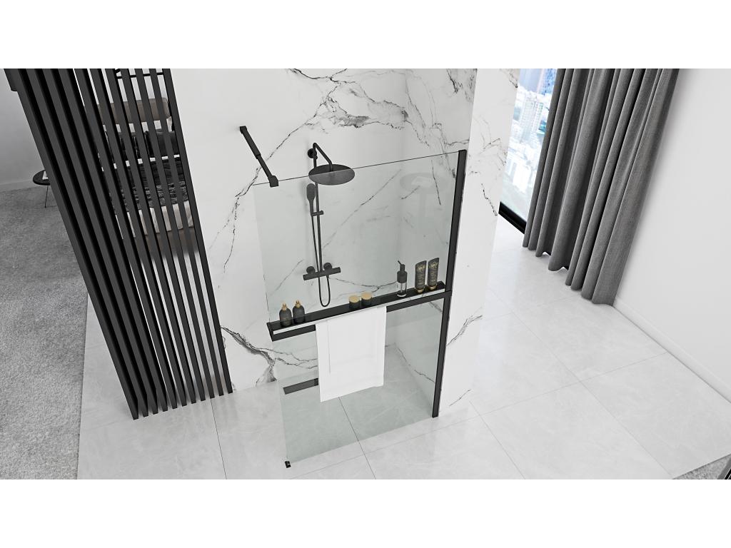 Shelf - Black Glass, W 0.7 x D 35.4 x H 76.8 in