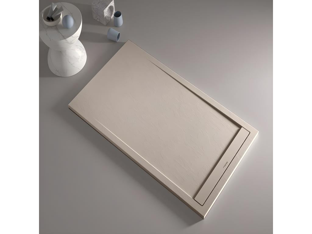 Shower Tray - Beige Resin, W 27.6 x D 27.6 x H 1.2 in