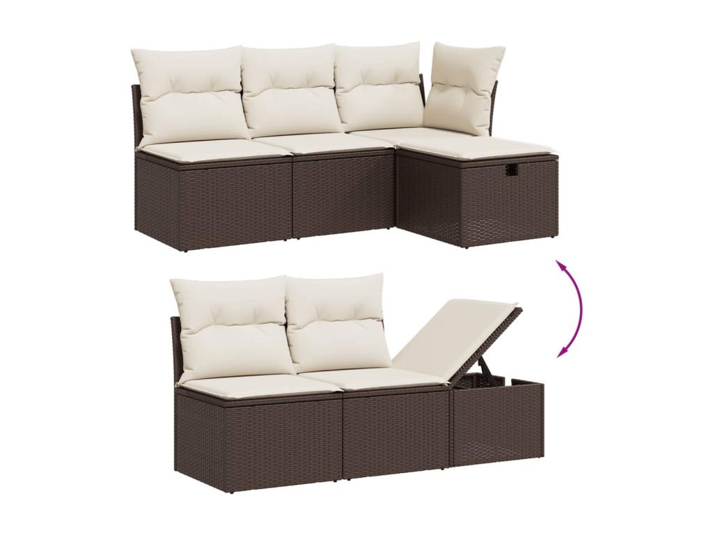 6-Piece Outdoor Patio Set with Cushions - Gray Resin, W 24.4 x D 27.2 x H 24.4 in