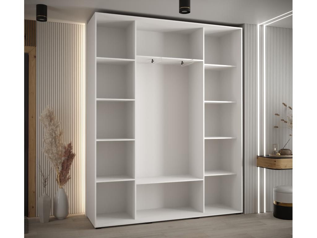 Sliding Door Wardrobe - Black Engineered Wood, W 78.7 x D 17.7 x H 92.5 in