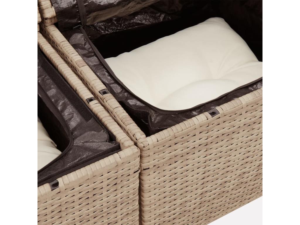 11-Piece Outdoor Patio Set with Cushions - Beige Resin, W 25.8 x D 24.4 x H 27.2 in