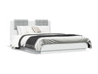 Bed Frame with Headboard with LED - White Engineered Wood, W 76 x D 56.3 x H 33.1 in