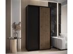 Sliding Door Wardrobe - Black Engineered Wood, W 55.1 x D 17.7 x H 80.8 in