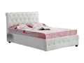 Bed - White Faux Leather, W 65 x D 85.8 x H 46.5 in
